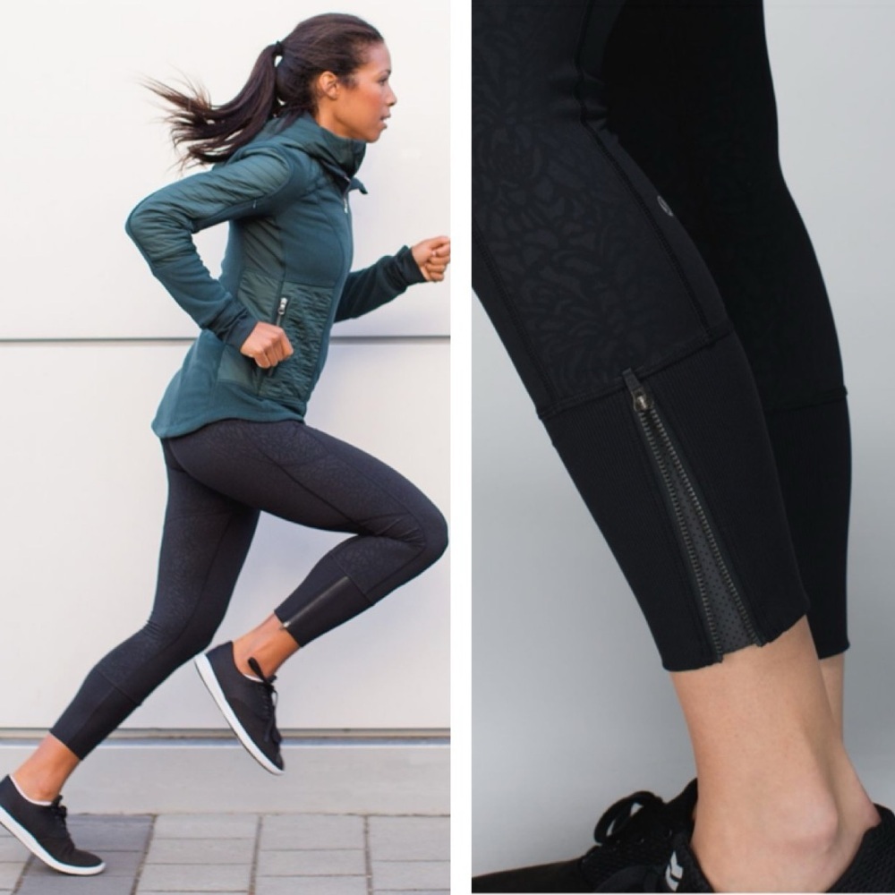 Lululemon Rebel Runner Crop Pant High Waist Ankle Zip Reflective Stripe Pockets
